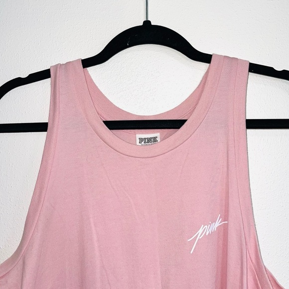 Victoria’s Secret PINK Tank Light Pink Graphic Logo Knot Front Small Women’s - Picture 2 of 11